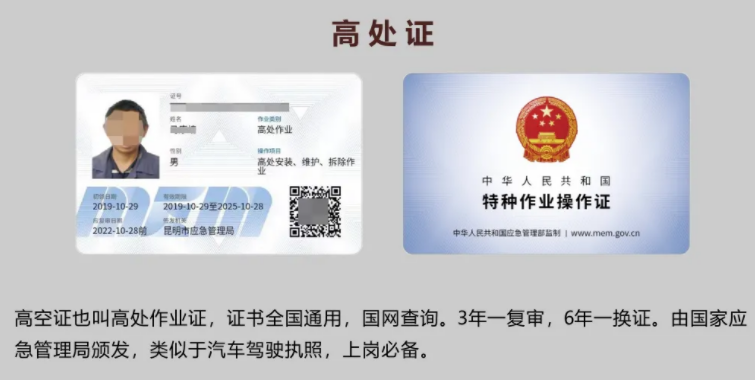 高處作業證最新證書樣本